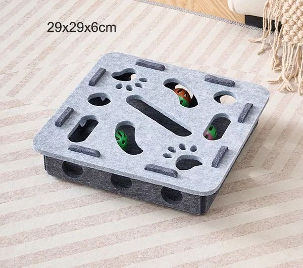 Felt Cat Puzzle Maze Box with Bell Ball Interactive Toy