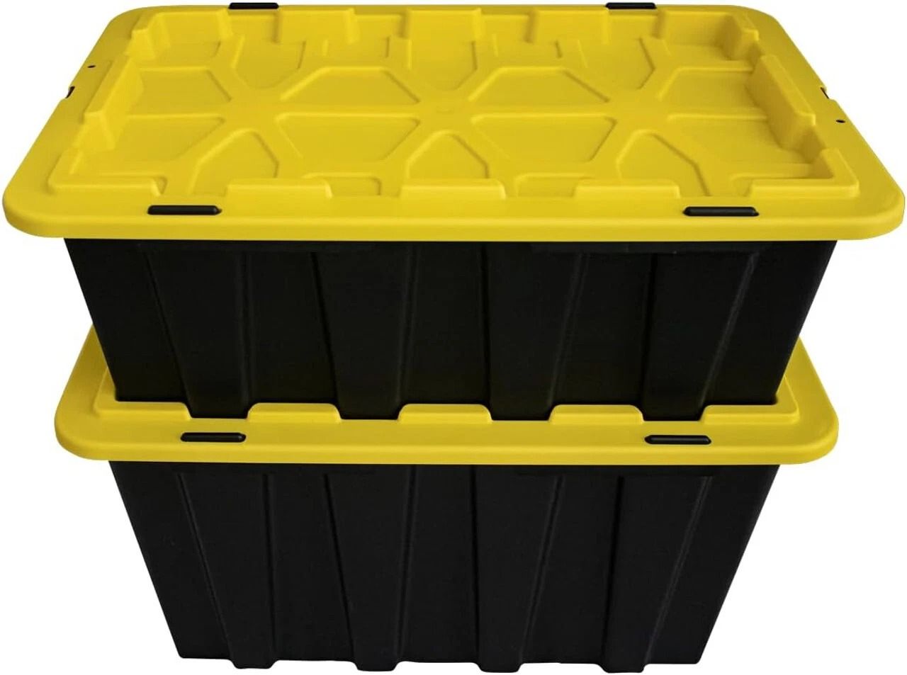 Durable 12 Gallon Black Plastic Storage Bins with Snap Lids for Easy Organization