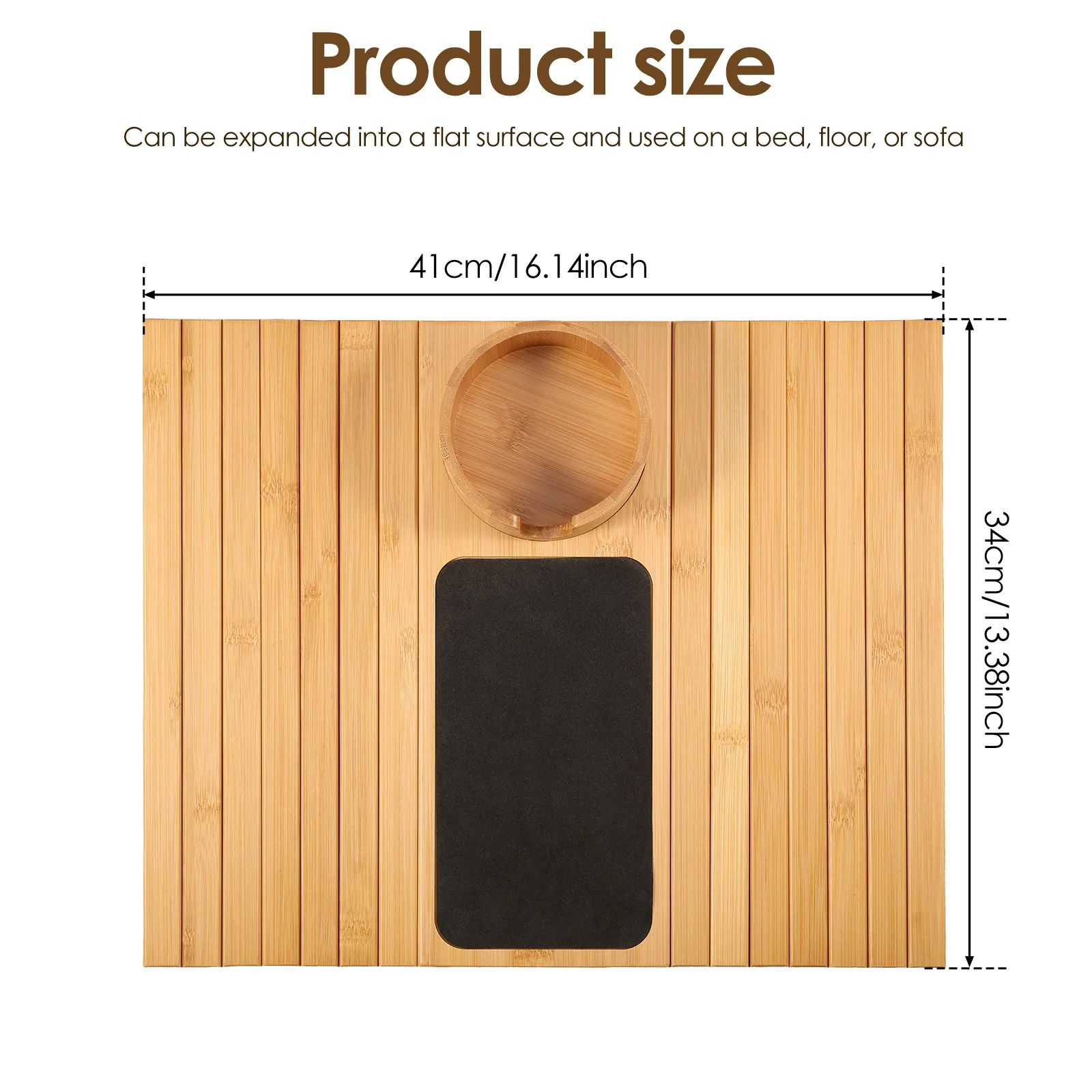Bamboo Sofa Armrest Cup Holder Tray