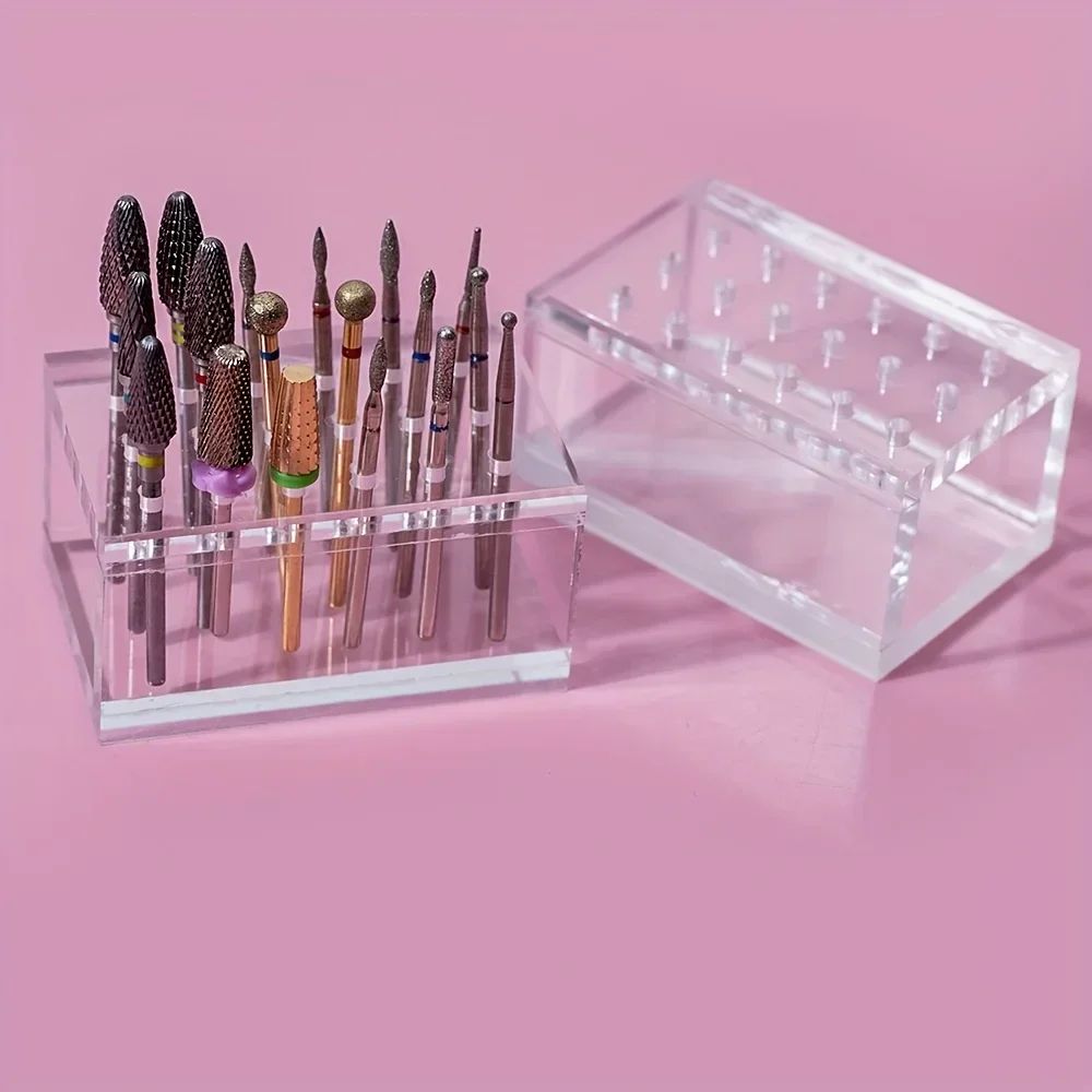 ProHold 18-Slot Nail Bit Organizer Box - nail drill bit holder for Salon & Home Use