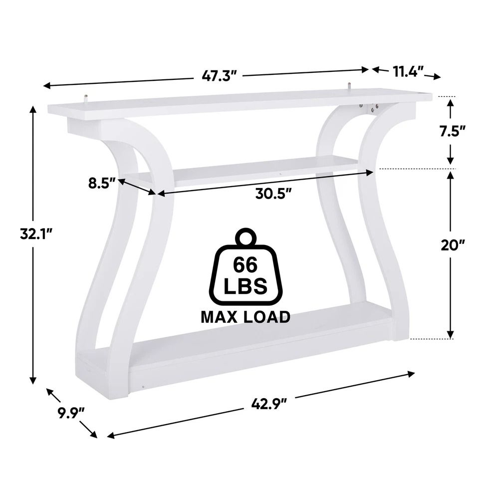 White Modern Console Table, Accent Side Table, Entryway Sofa Display Table for Home Decor