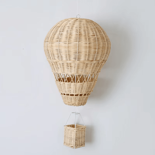 Handwoven Rattan Hot Air Balloon Wall Hanging Nordic Nursery & Kids Room Decor