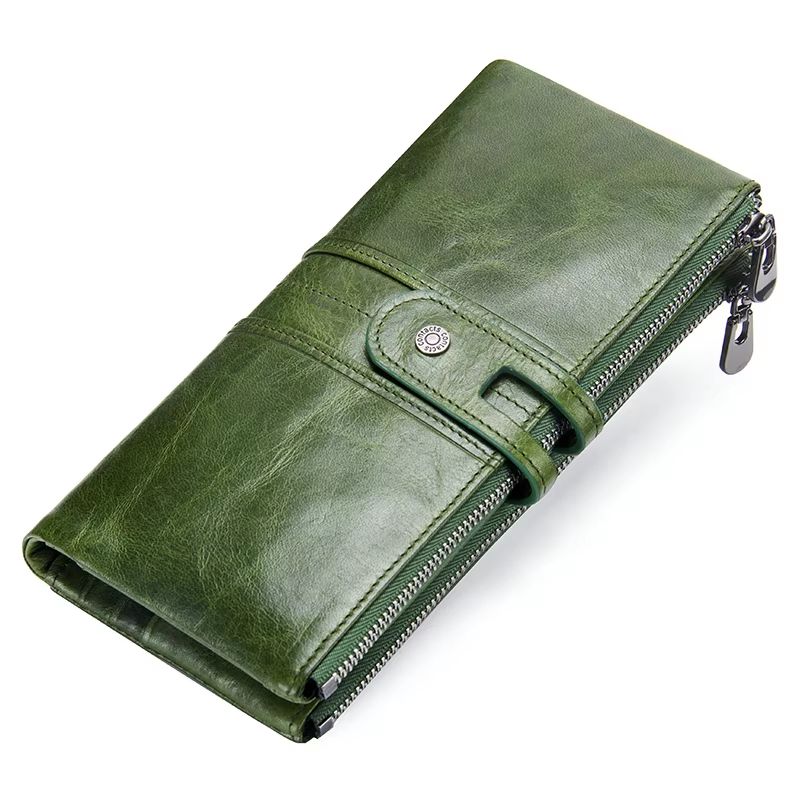 CONTACT'S Genuine Leather Men Clutch Wallet with Zipper Coin Pocket