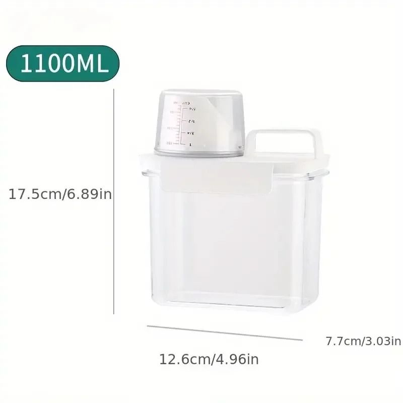 Airtight Laundry Powder Dispenser with Measuring Cup