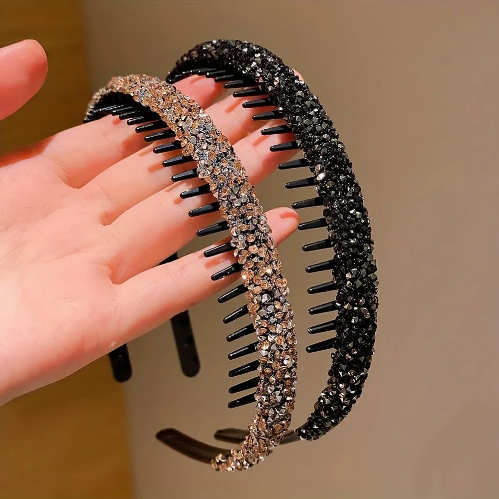 SparkleSoft Childrens Non-Slip Rhinestone Toothed Headbands (2–6 Pack)