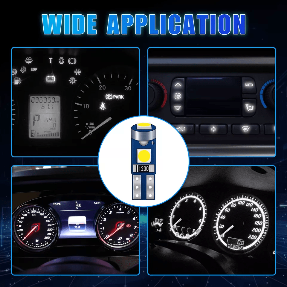 White SMD LED Instrument Panel Dash & Gauge Light Bulbs Set with Sockets, Cluster Bulbs for Car Interior