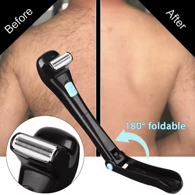 Foldable Back Hair Shaver Long Handle Body Grooming Tool for Men and Women