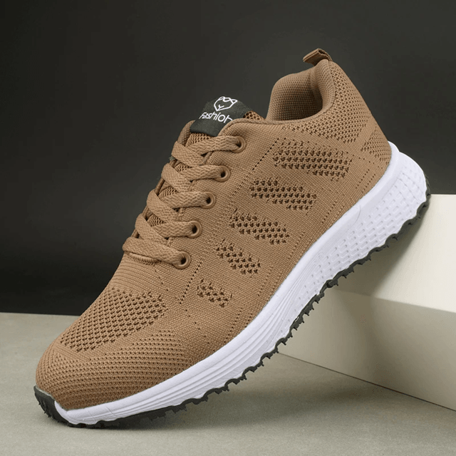 Women's Lightweight Knit Walking Sneakers – Breathable Casual Lace Up Shoes