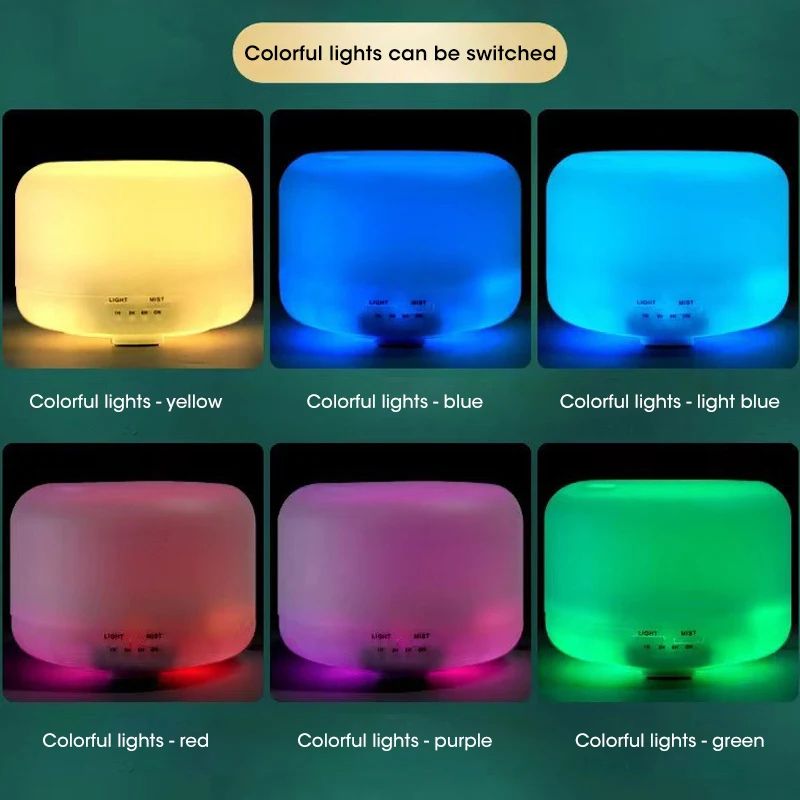 500ml Cool Mist Humidifier & Essential Oil Diffuser with Night Light (USB Ultrasonic, 6H Timer)