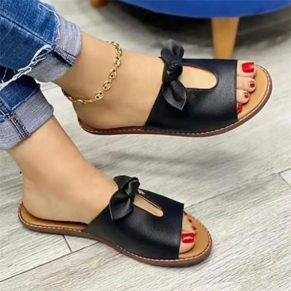 Women's Butterfly Knot Summer Sandals – Cute Casual Flat Beach Slippers