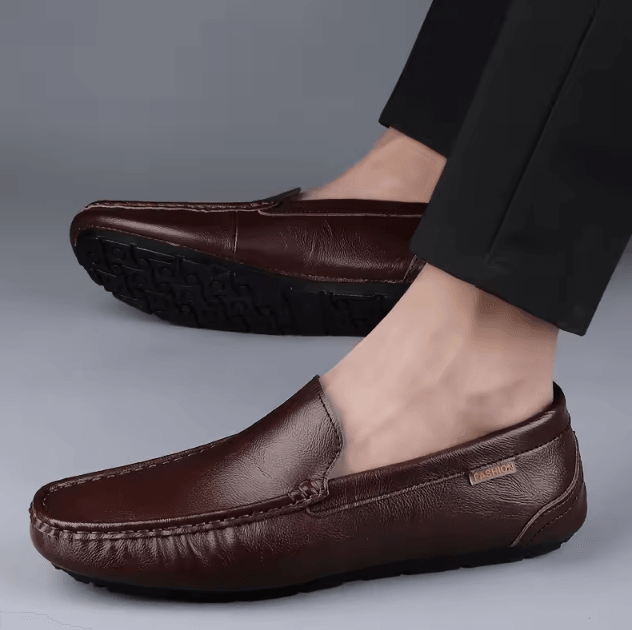 Men Leather Casual Loafers Breathable Comfortable Slip On Driving Shoes