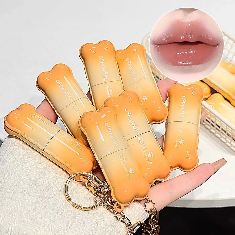 PINKCOCO Bear Doodle Mirror Lip Glaze for Shiny Nude Lips