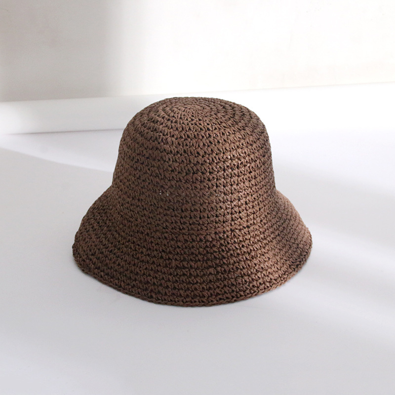 Handwoven Straw Sun Hat Women Wide Brim Summer Visor Bucket Hat