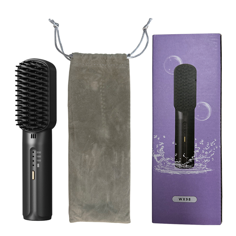 Wireless Hair Straightener, Negative Ion Hair Comb Heating Curling Brush, Rechargeable Electric Hair Care, Anti-scalding