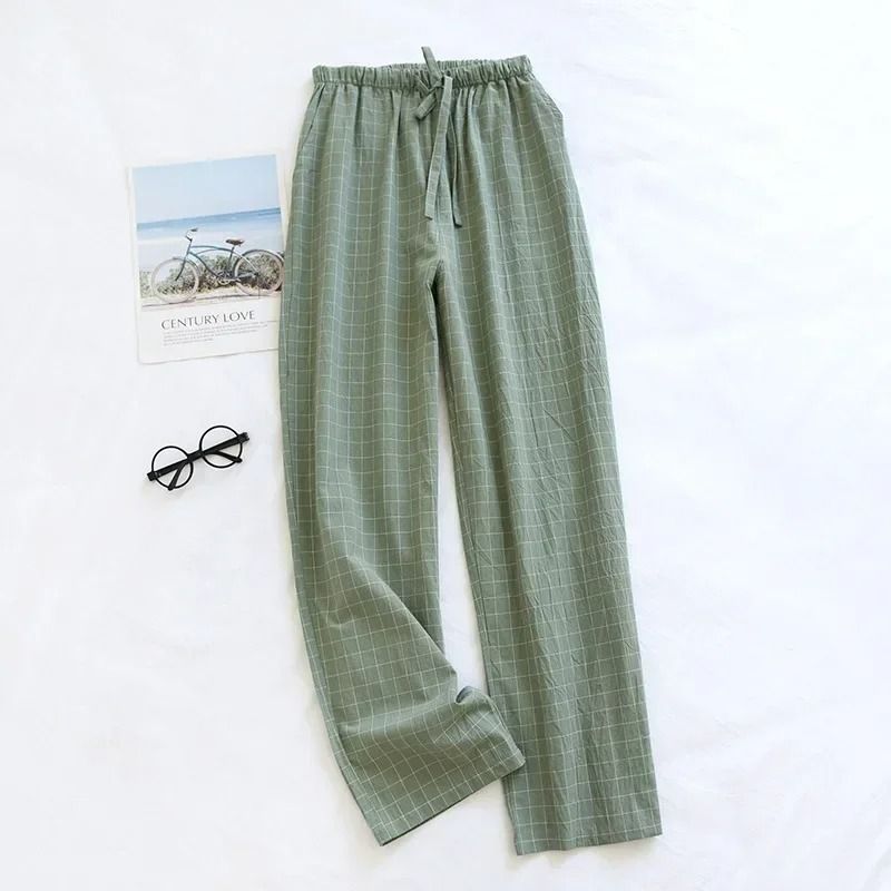 Mens Plaid Cotton Pajama Pants | Breathable Summer Sleepwear
