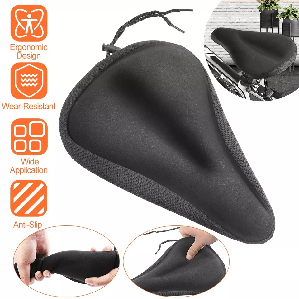 Soft Saddle Pad Cushion Cover Gel Silicone Seat for Mountain Bike, Comfortable Anti-Slip Bike Saddle for Men & Women