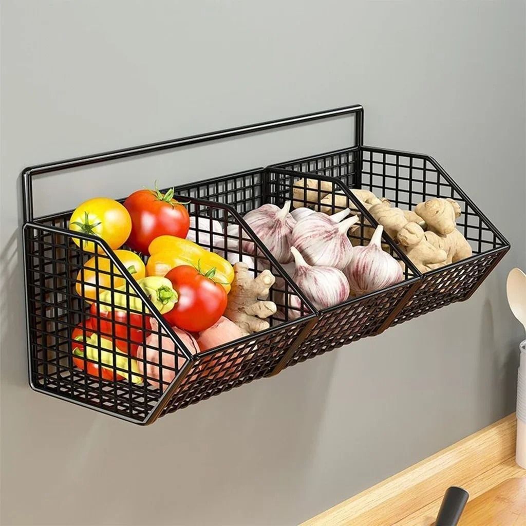 Wall Mounted Wire Kitchen Storage Basket for Vegetables