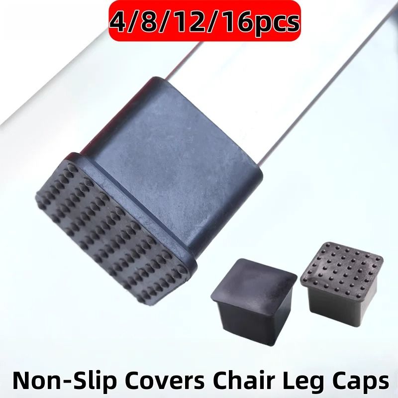 Non Slip Chair Leg Caps Rubber Square Furniture Floor Protectors