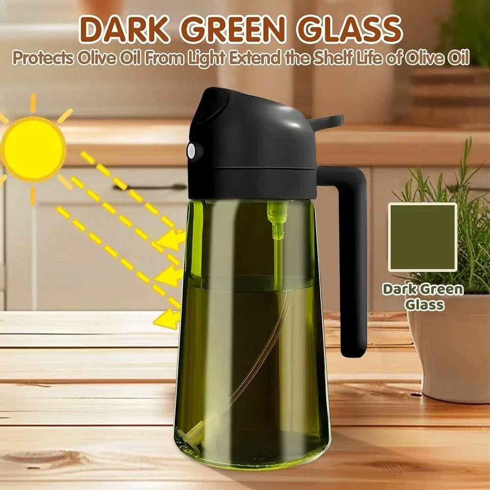 Dark Glass Olive Oil Sprayer and Dispenser Bottle