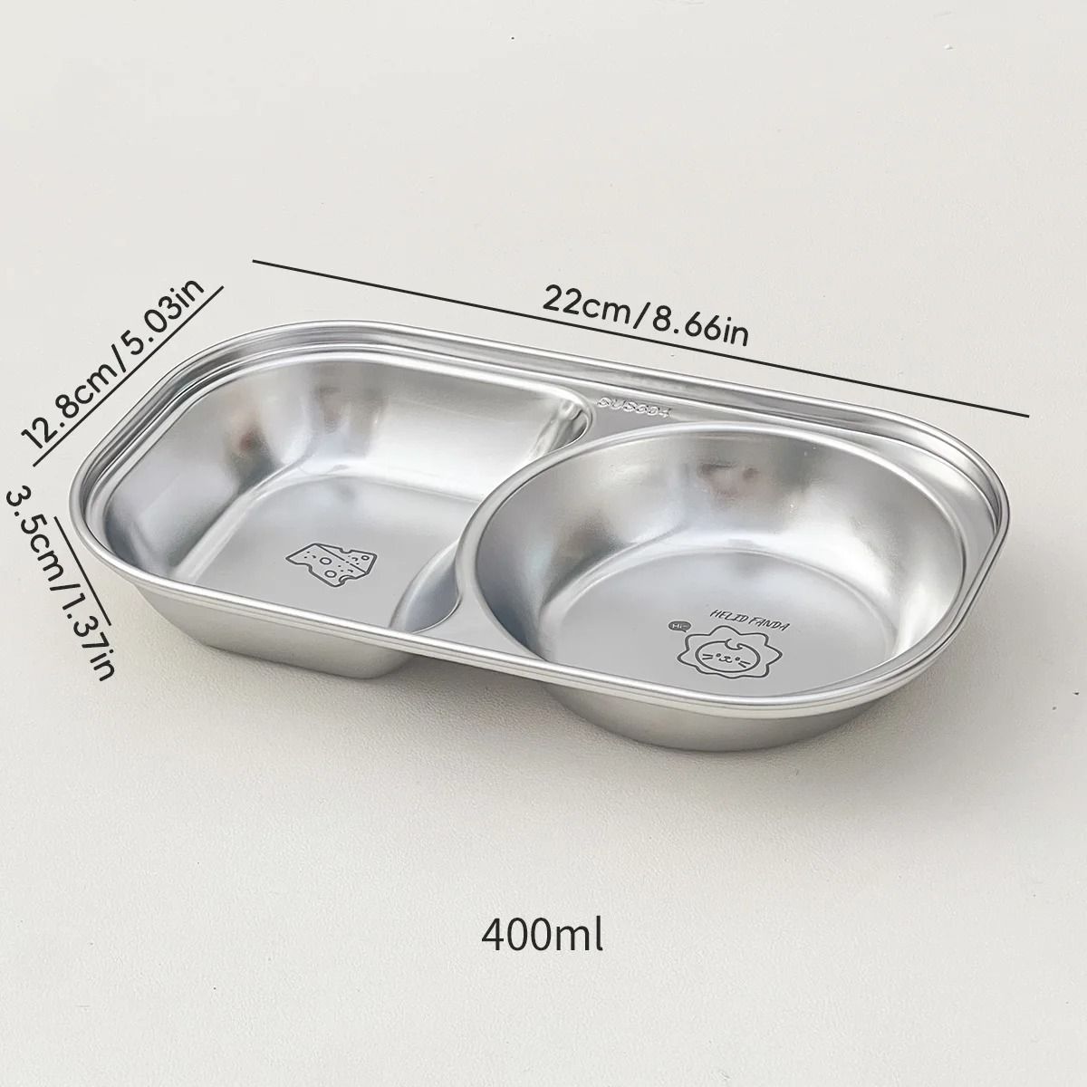 Stainless Steel Divided Salad Plate Stackable Kids Snack Dessert Plate