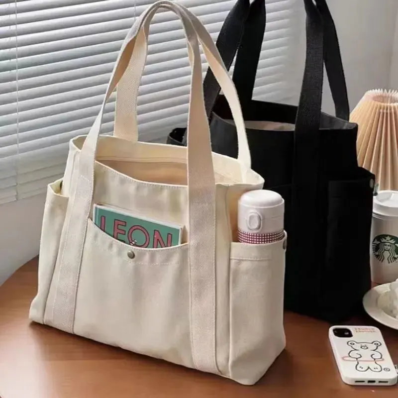 Large Capacity Canvas Tote Bag for Work Commuting and Everyday Use Versatile Shoulder Bag for Art Books and Clothing