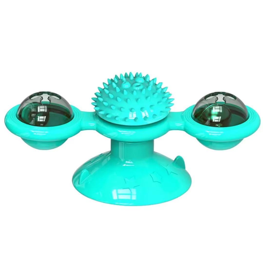 Windmill Interactive Cat Toy with Suction Cup, Catnip Ball Toy & Tooth-Cleaning Brush