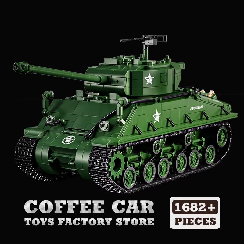 WWII US Army M4 Tank Building Blocks Set Military Model Puzzle Toy