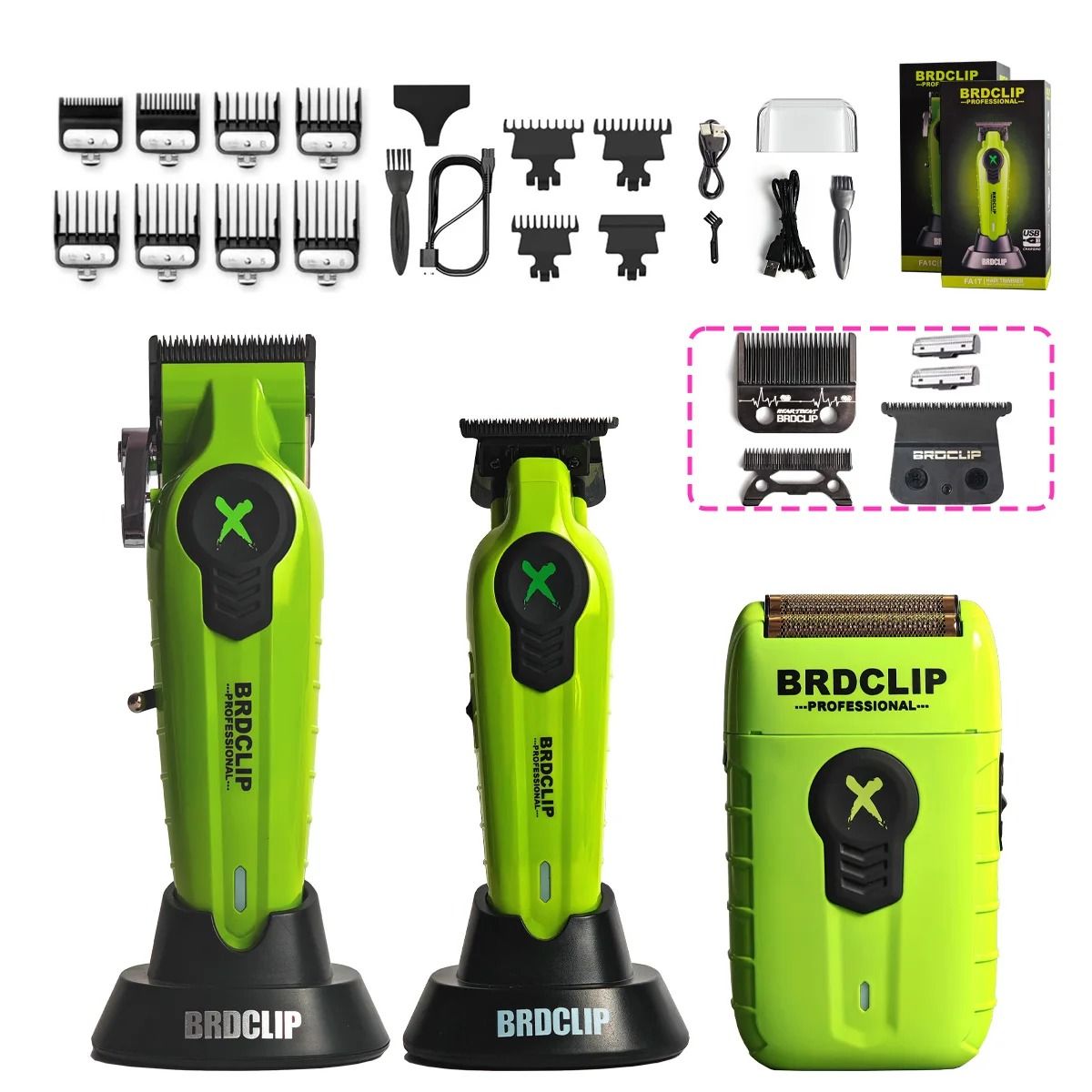 BRDCLIP FA1C FA1T FA1R Professional Hair Clipper and Shaver Set with Charging Base