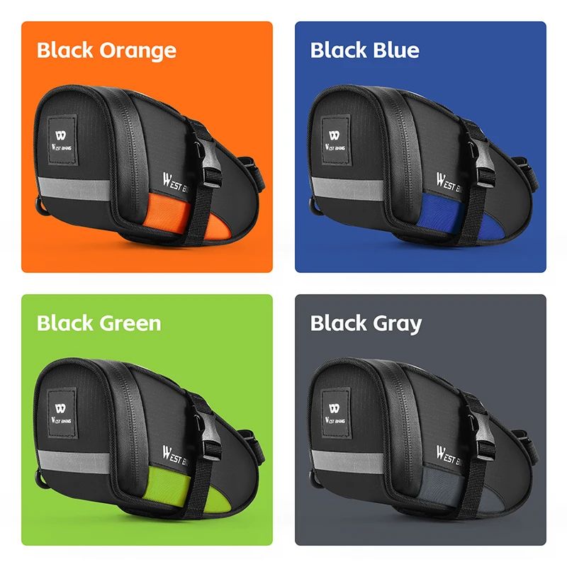WEST BIKING Reflective Waterproof Bike Saddle Bag 1.2L Ultralight Tail Bag