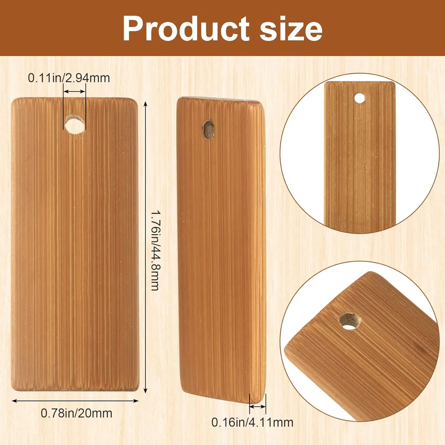 Natural Bamboo Keychain Blanks for Engraving Unfinished Tags for Custom Key Rings