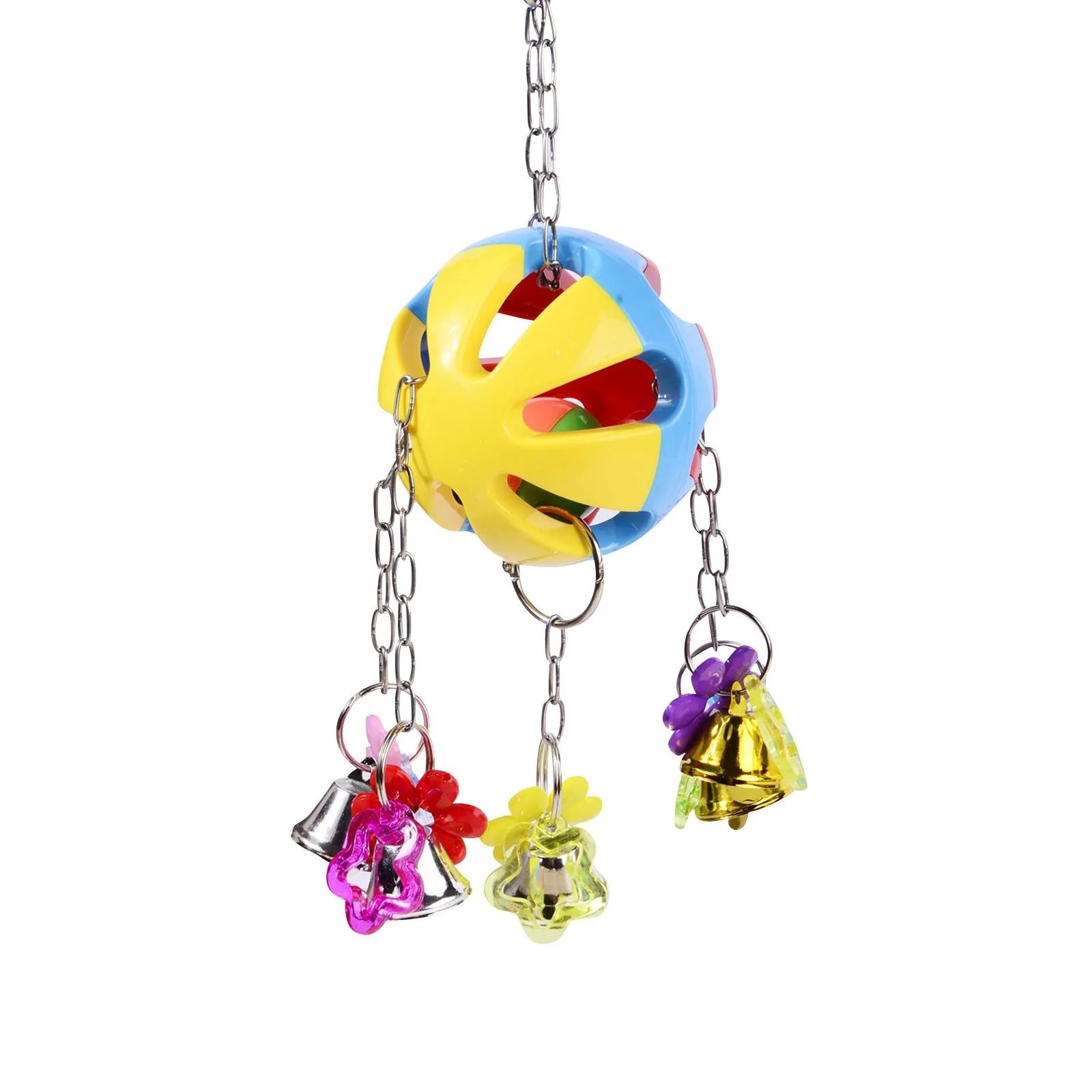 Bird Parrot Hanging Ball Chew Toy with Bells Colorful Cage Training Toy
