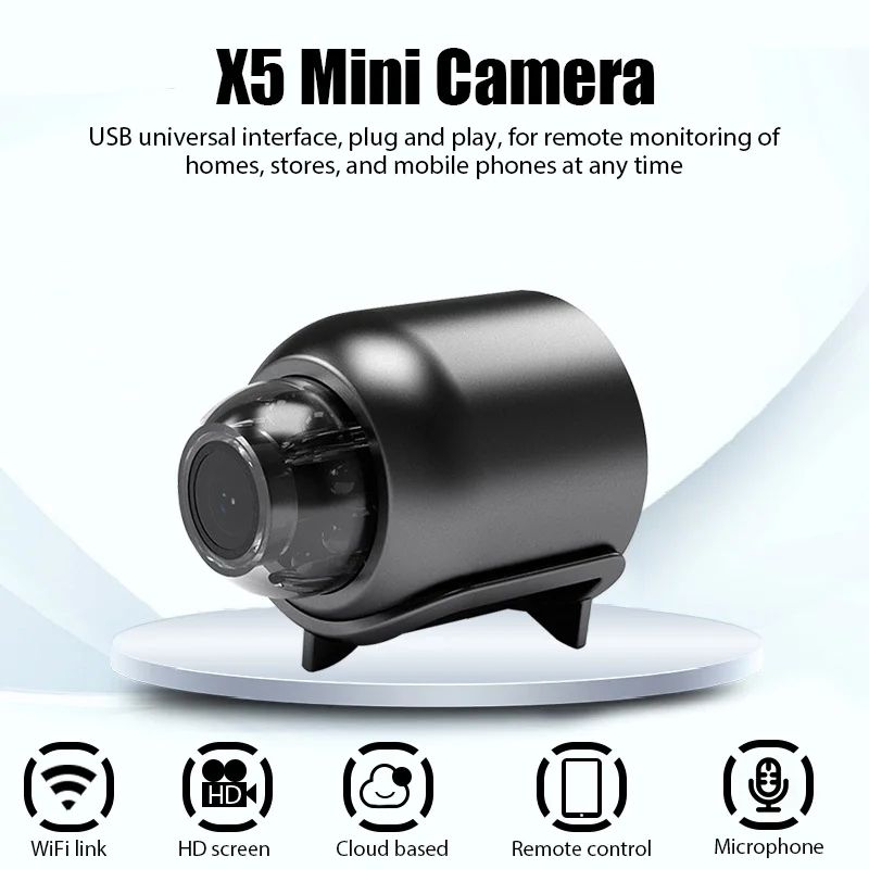 X5 1080P Mini WiFi Camera with Night Vision & Motion Alerts – Wireless Security Recorder
