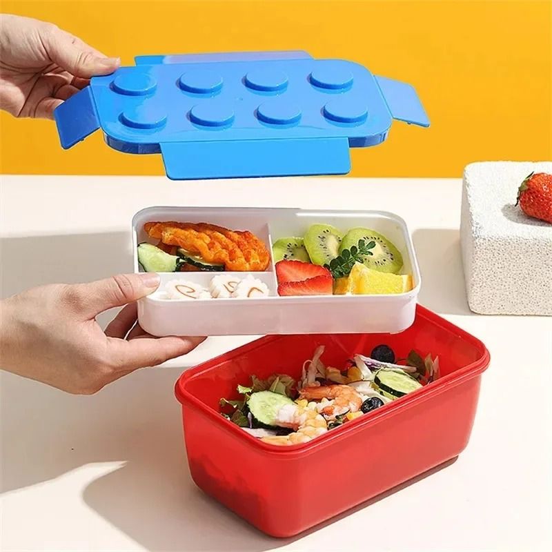 Creative Building Block Lunch Box Bento Container For Kids And Students
