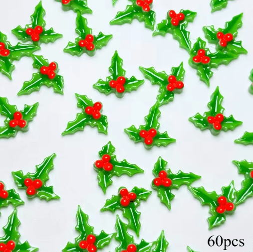 Christmas Leaf Nail Art Decorations – Festive Glitter DIY Manicure Set (30/60pcs)