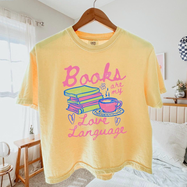 Books are My Love Language Shirt, Cropped Shirt, Womens Boxy Tee, Book Lover Gift, Romance Reader, Bookw