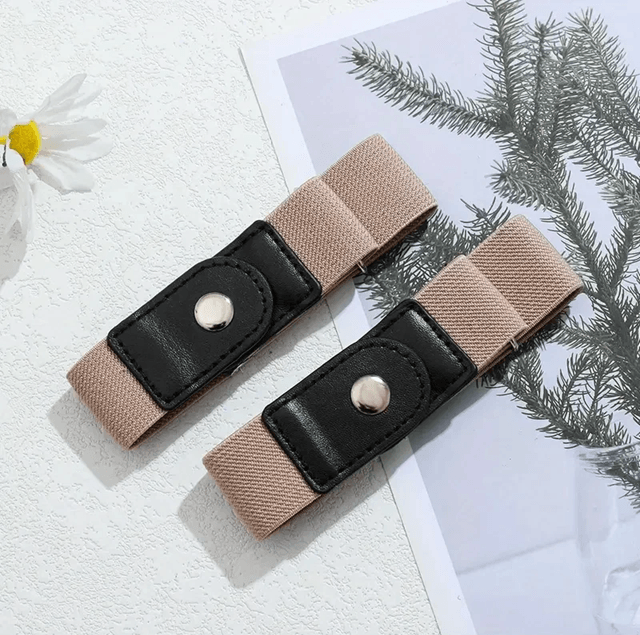 Unisex No Buckle Elastic Stretch Belt Set Adjustable Invisible Fit