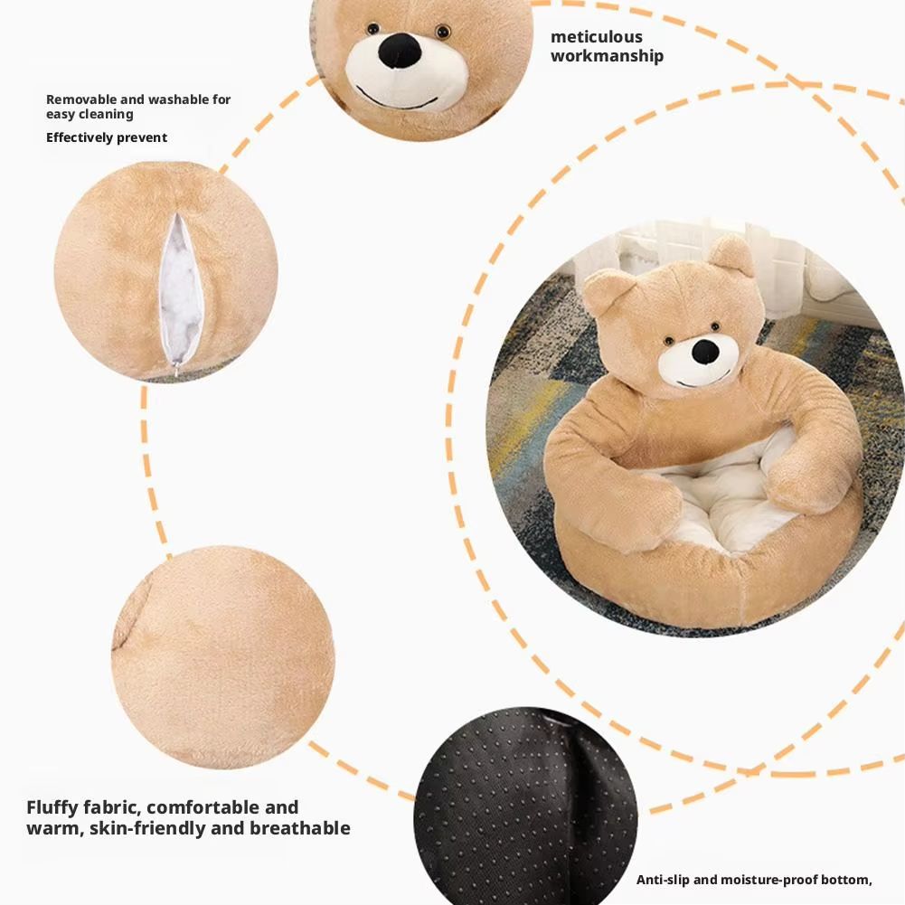 CozyBear Plush Pet Bed with Removable Washable Mat (Four Seasons Dog & Cat Sleeping Pad)