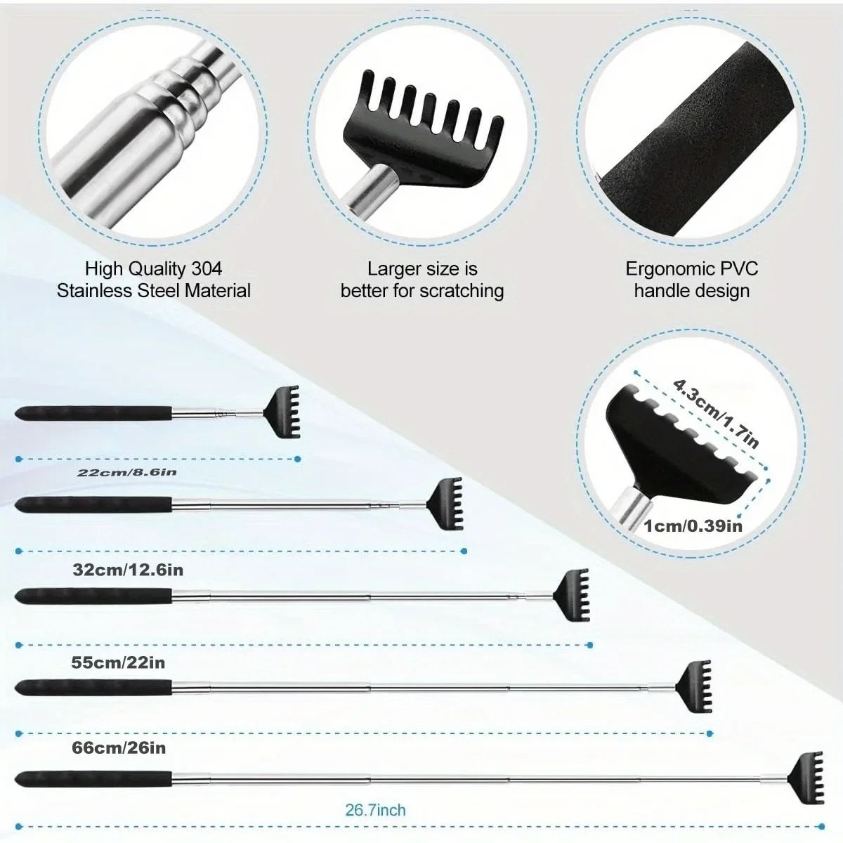 Telescopic Stainless Steel Back Scratcher – Premium Extendable Massage Tool