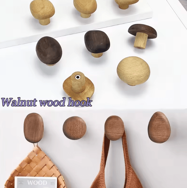 Minimalist Wooden Wall Hooks – Natural Coat & Key Hanger for Entryway