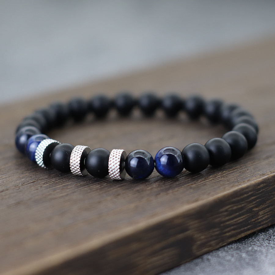 Natural Stone Onyx Phoenix Tiger Eyes Bracelet for Men Stylish Energy Healing Casual Homme