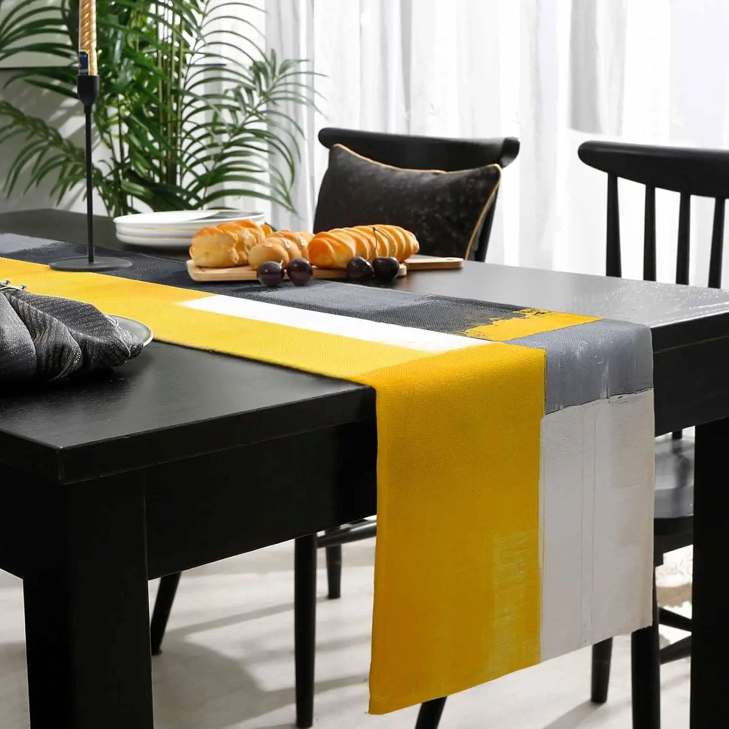 Abstract Geometric Linen Table Runner