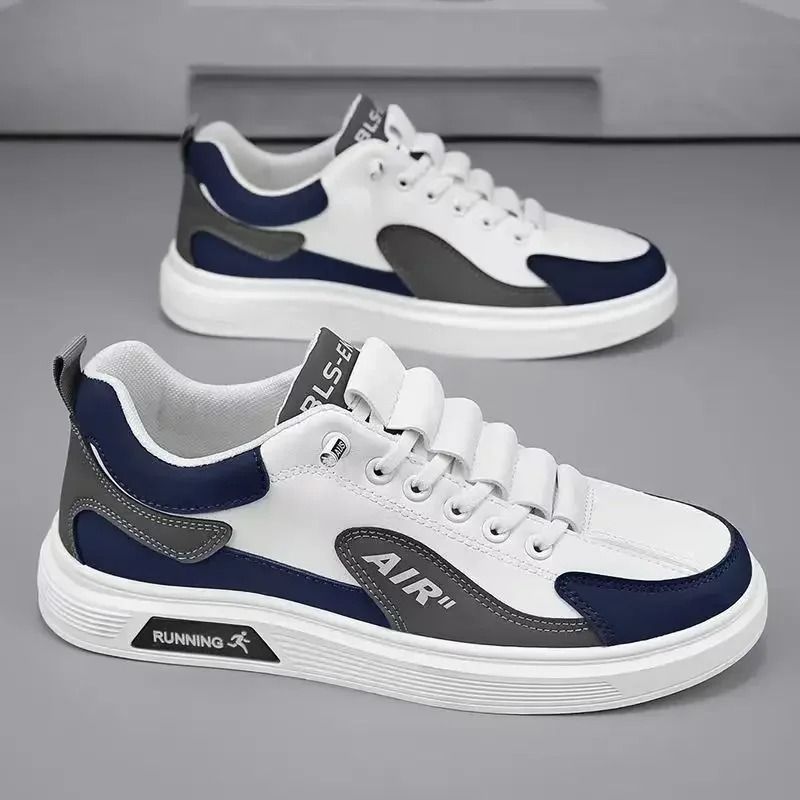Men Leather Low Top Casual Sneakers Trendy Running Style