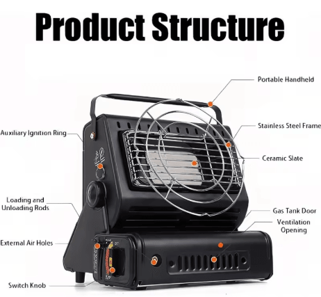 13KW Butane Camping Heater Stove High Power Survival Heating Tool with Dual Heat Source