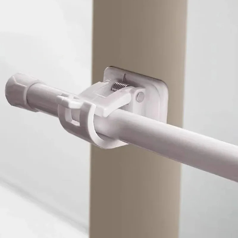 Self Adhesive Curtain Rod Clip Adjustable Clamp Hook Wall Bracket Holder Nail-Free Wall Hanging Clip