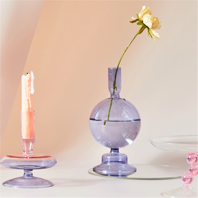 Glass Candlesticks for Home Wedding Table Floriddle Taper Candle Holders Glass Vase Bookshelf Candle Stand