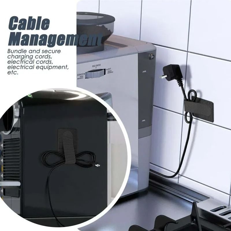 Reusable Cable Ties 10-Piece Set | Self-Adhesive Adjustable Desk Management
