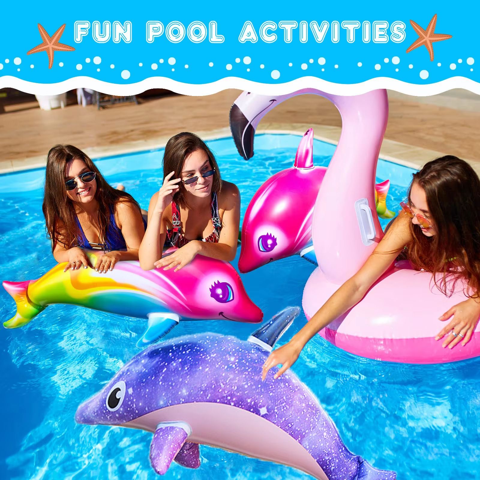 RainbowSplash Inflatable Dolphin Toy – Ocean-Theme Party & Pool Decoration
