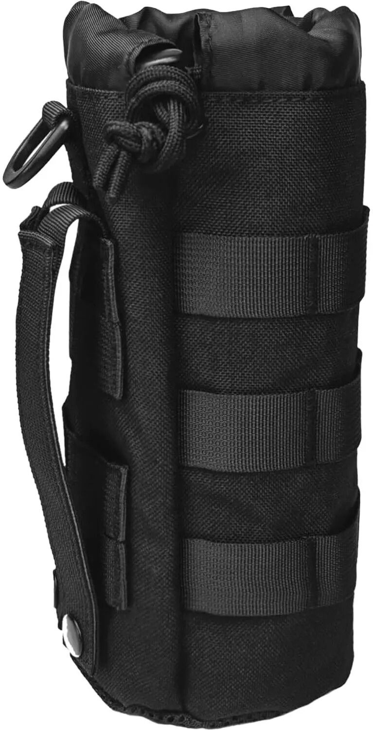 Tactical MOLLE Water Bottle Pouch High Density 1000D Nylon Bottle Holder with Drawstring and Mesh Bottom