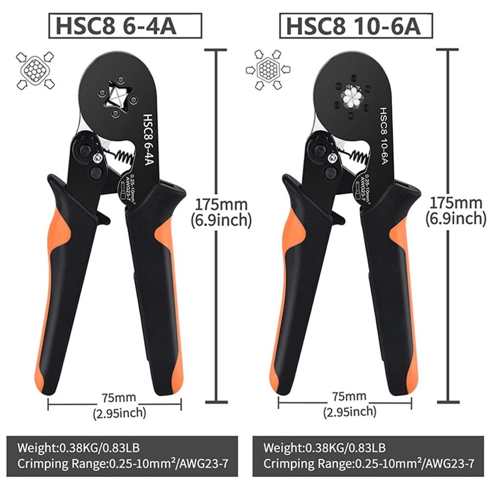 Hexagonal Ratchet Ferrule Crimping Tool Kit with Wire Terminals and Ferrule Sleeves