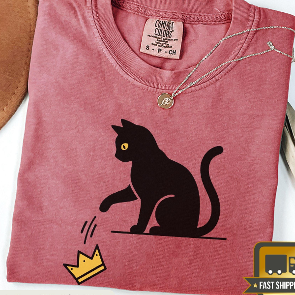 No Kings Graphic Shirt Black Cat Crown Statement Tee Anti Authority Freedom Shirt
